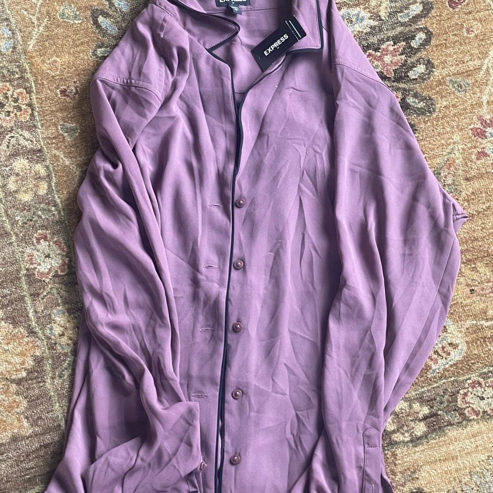 Express Mauve Button-Down Blouse - image 2